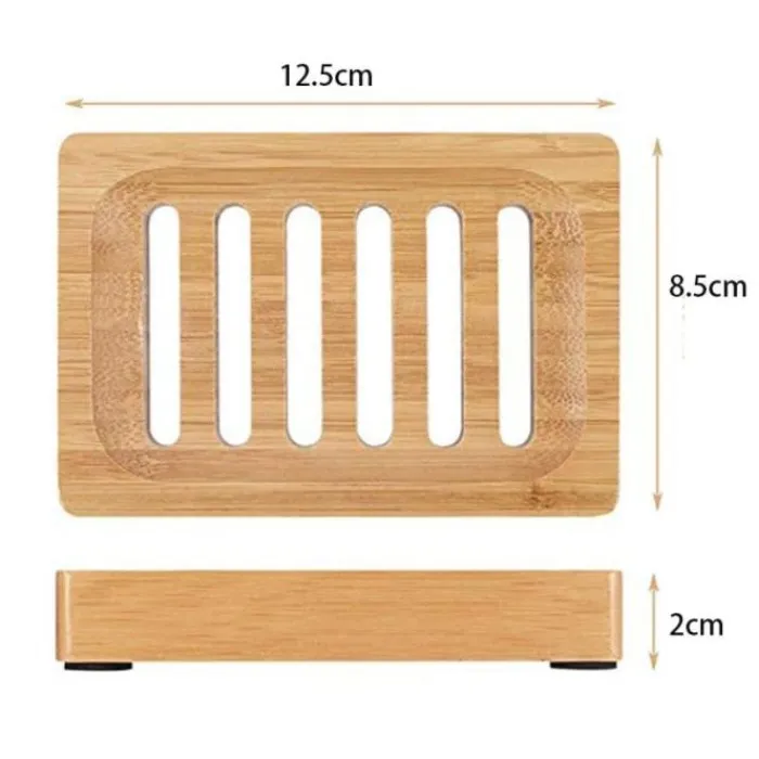Qbsomk Portable Wooden Natural Bamboo Soap Dishes Tray Holder Storage Soap Rack Plate Box Container Bathroom Soap Dish Storage Box