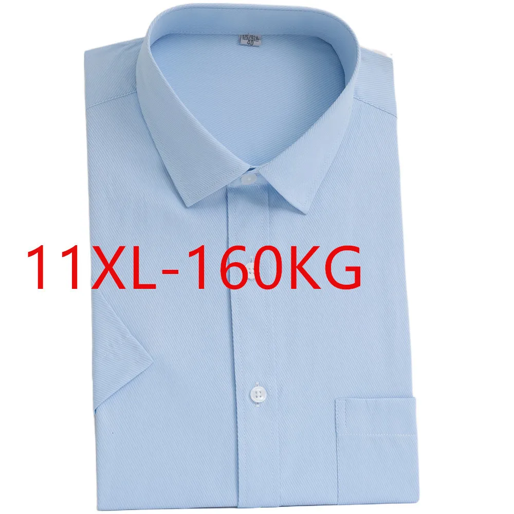 Chemises habillées pour hommes grande taille 11XL 10XL 9XL été hommes chemise habillée à manches courtes solide bleu blanc noir travail affaires décontracté bureau mariage 160KG 230728