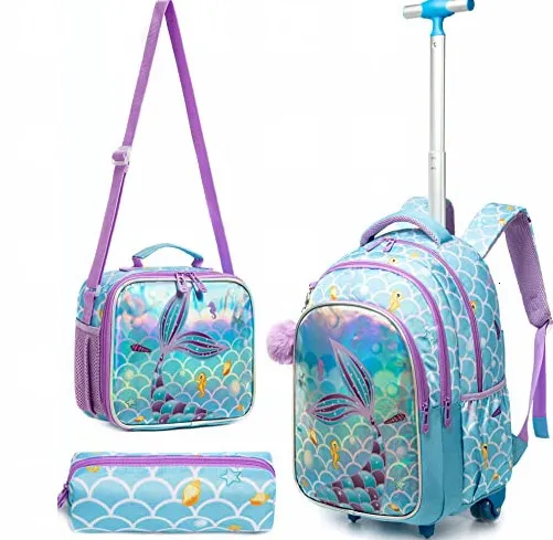 18 pouces école sac à dos à roulettes pour garçons filles voyage sac à dos à roulettes 18 pouces école sac à roulettes ensemble sac à lunch et étui à crayons 230729