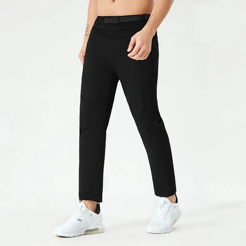 lu Men Jogger Long Pants Sport Yoga Outfit Gym Zipper Pockets Sweatpants Jogging Pants Mens With Blet Casual Elastic Waist Fitness ll2926