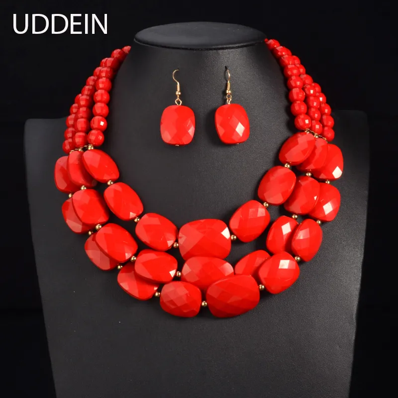 Bruiloft Sieraden Sets UDDEIN Afrikaanse Kralen multi layer Nigeriaanse Indiase Luxe Verklaring Choker Ketting Sieraden 230729