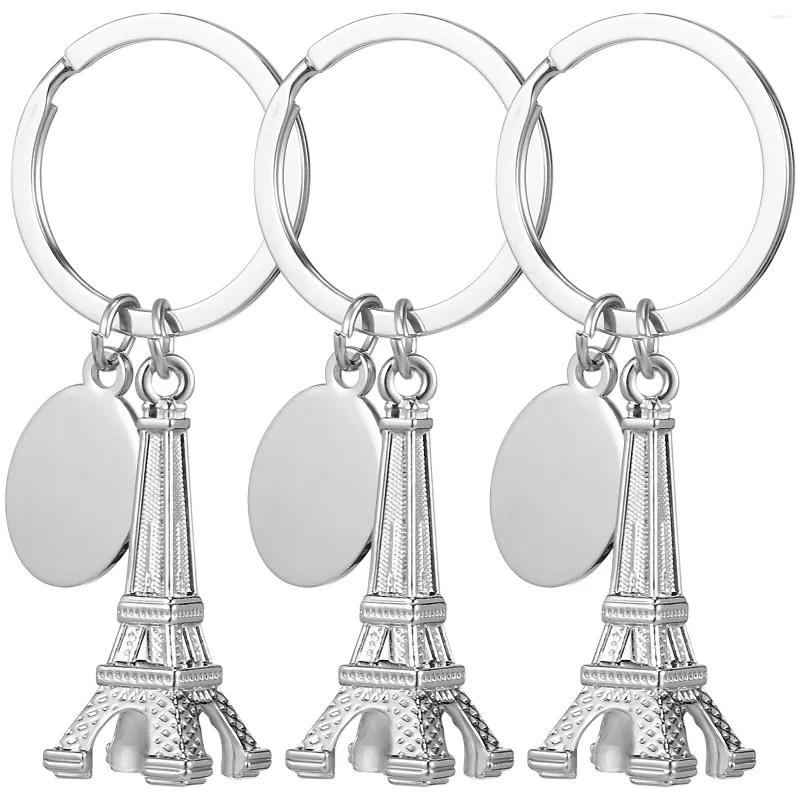 Emballage cadeau 3 pièces décorer métal porte-clés sac à main porte-clés Mini sac à dos tour Eiffel anneaux alliage pendentif en vrac porte-clés enfant choses