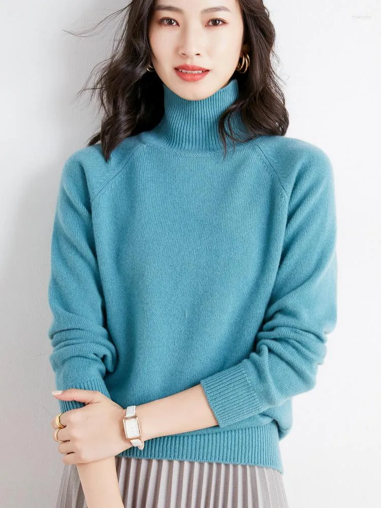 Women's Sweaters Fall Winter Women Turtleneck Wool Sweater Warm Stretch Soft Hand Knitted Pullover Korean Fashion Casual Elegant Jumper XXL