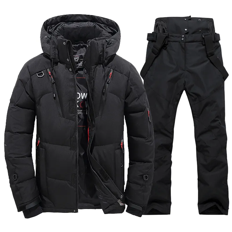 Andere Sportartikel Thermo-Winter-Skianzug Herren Winddichte Ski-Daunenjacke und Lätzchen-Hosen-Set Männliches Schneekostüm Snowboard-Bekleidung Overalls 230729