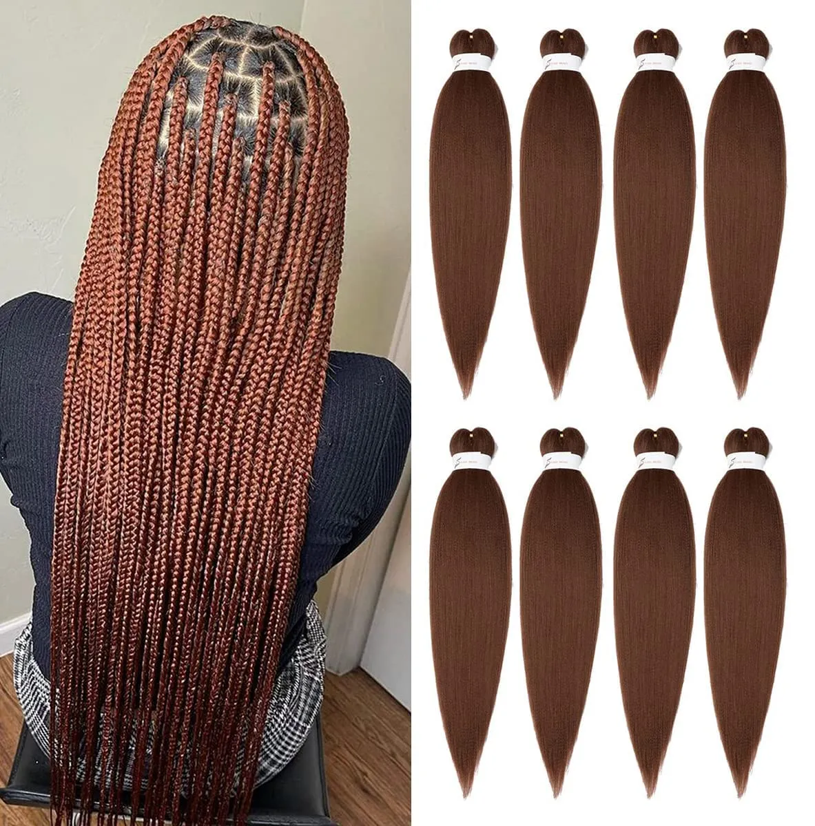 Trança de cabelo ombre pré esticada fácil Trança de cabelo encaracolado de 26 polegadas Fácil torção Tranças Cabelo de crochê Configuração de água quente Profissional Suave Yaki Reto E3