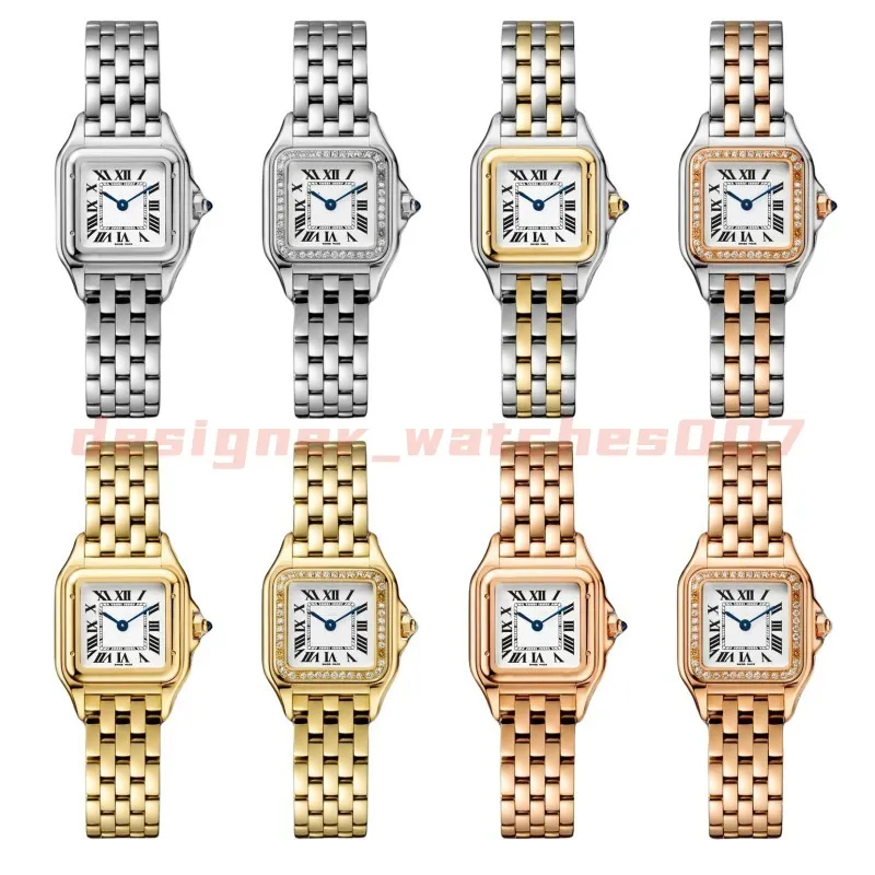 2023 Montre de designer Lady Montres Hommes et Femmes Montre à quartz Diamant 316 Acier inoxydable Saphir Cristal Montre-bracelet carrée Étanche Résistant à l'eau Cadeaux Couple