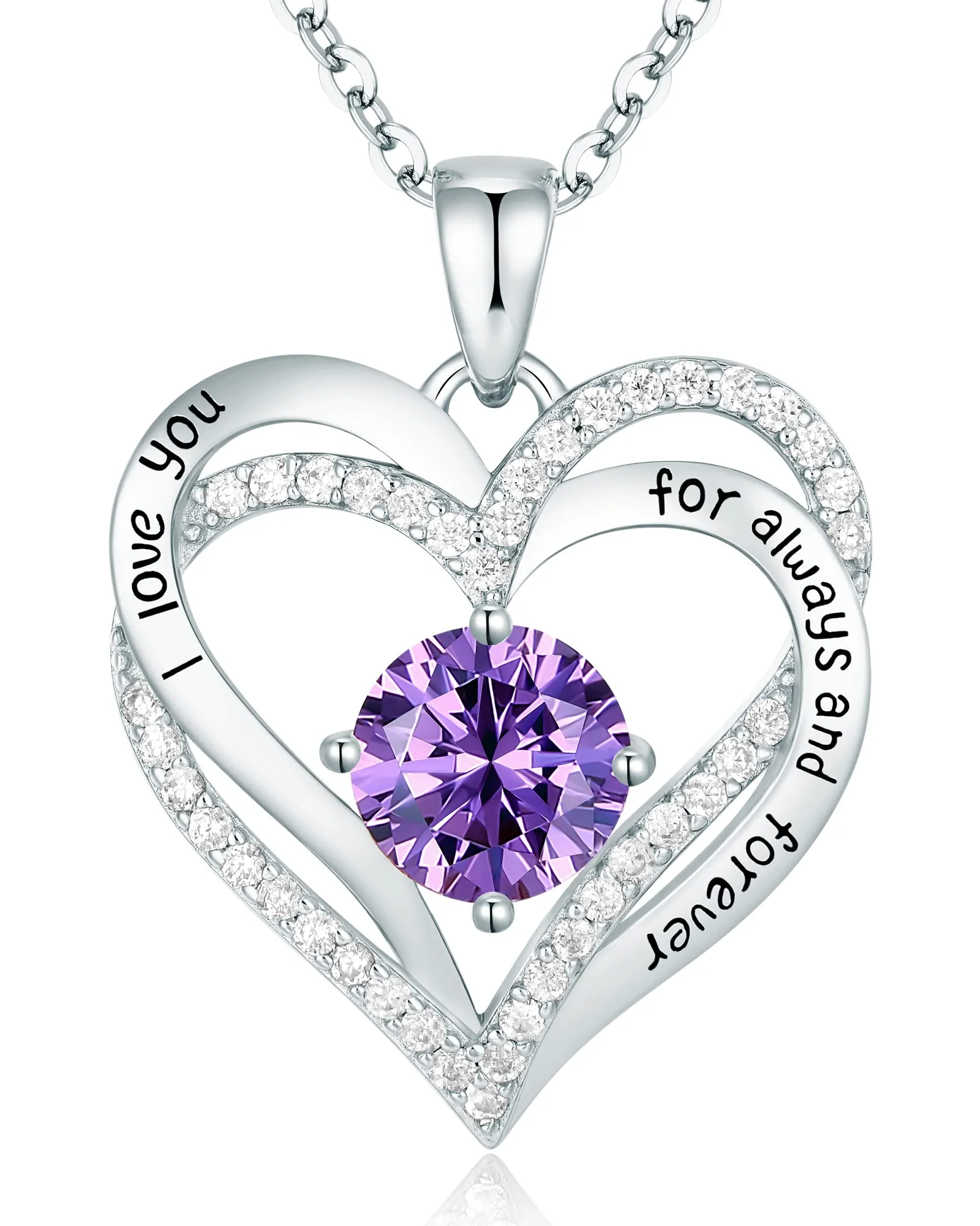 CDE Forever Love Heart Pendant Necklaces for Women 925 Sterling Silver with Birthstone Zirconia, Jewelry Gift for Women Mom Girlfriend Girls Her D43249