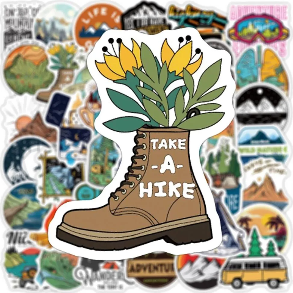 Vattentät 10 50 100 st Outdoor Explore Mountain Climbing Stickers Laptop Guitar Bagage Waterproof Graffiti Sticker Decal Kid Cla175T