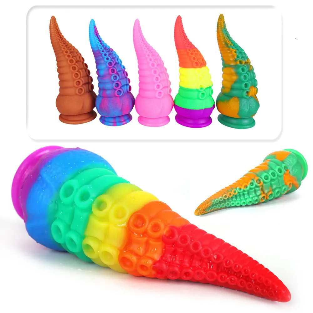 Tentacoli di polpo Plug Massaggio prostatico Buttplug Giocattoli sessuali per donna/uomo Enormi dildo anali in silicone_voghion.com