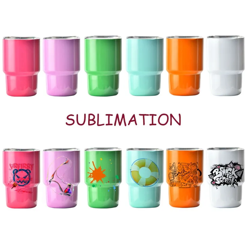 Sublimatie 2 oz 3 oz Mini Shot Wijn Glazen Tumbler Rvs Bier Cup met rietje en deksel FY5618 JY14