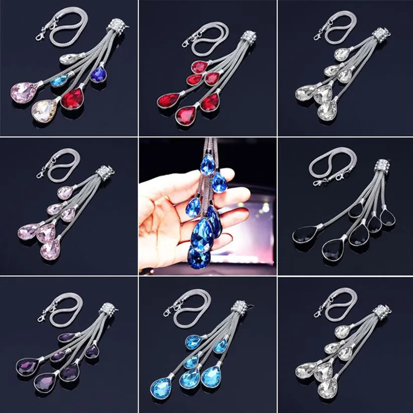 Ciondolo per auto Appeso Cristallo Accessori per interni auto Decorazione Specchietto retrovisore Ornamento Charms moda Regalo 8 colori279w