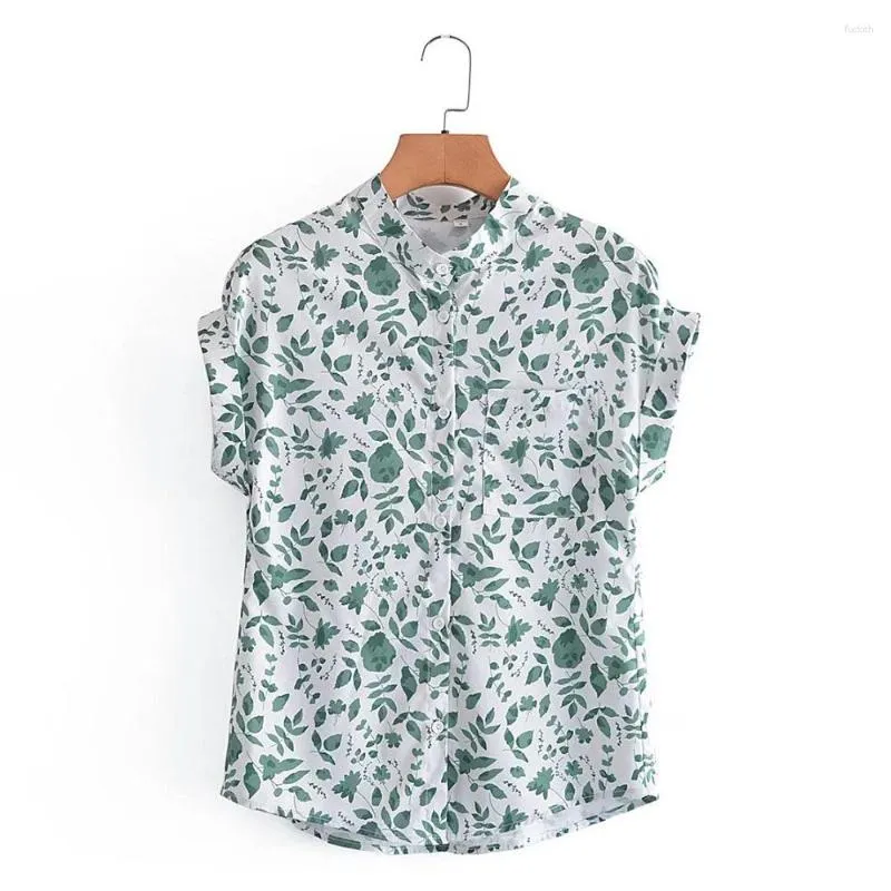 Blusas Femininas 2023 Moda Camisa Sem Manga Estampada Floral Casual Temperamento Retrô Feminino Chic Top Mujer