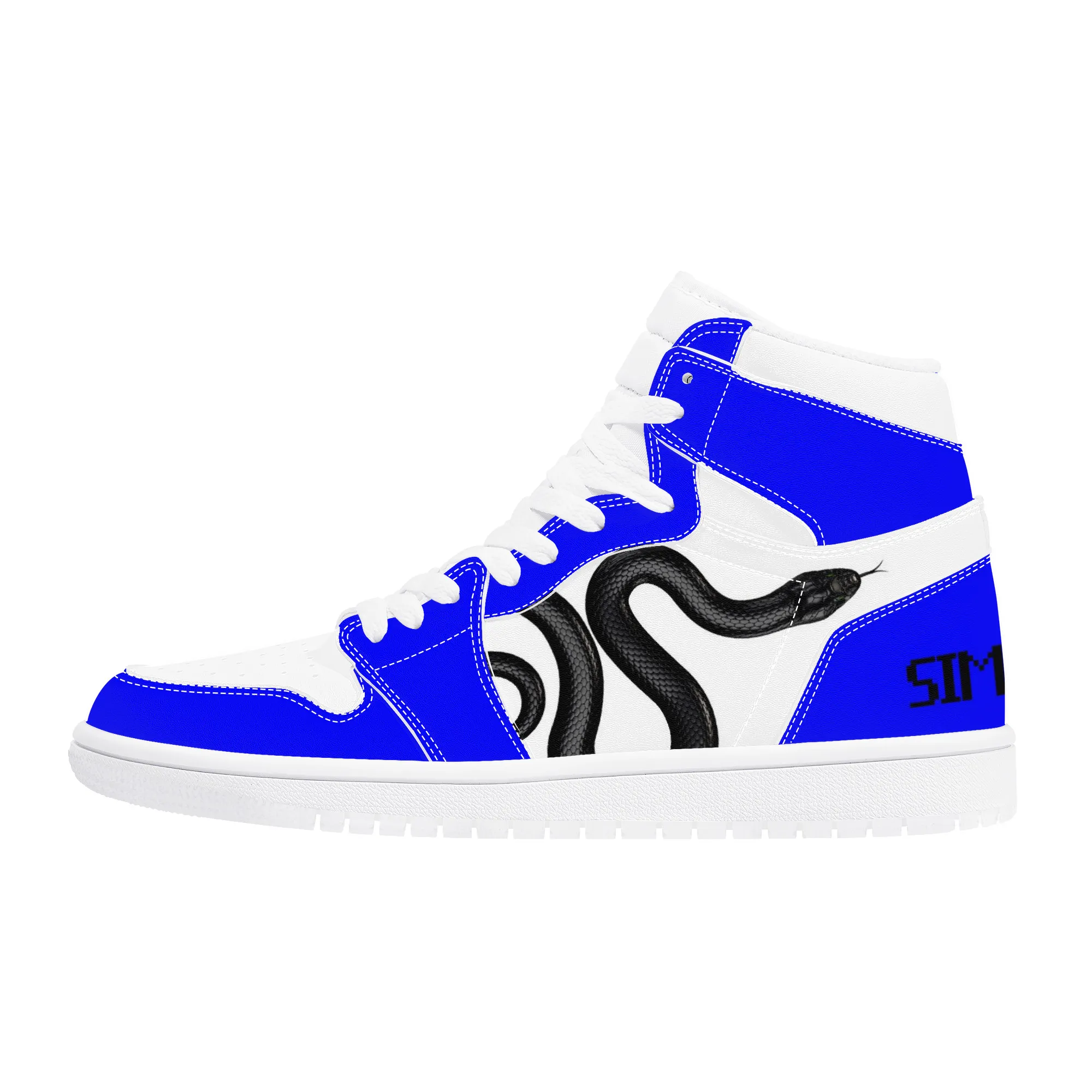 diy basketbalschoenen heren dames blauw witte slang dwaalt coole trainers buitensporten 36-48