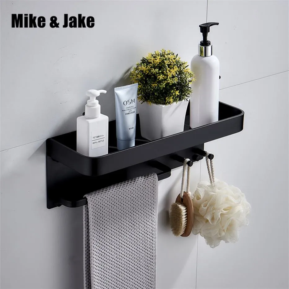 Bathroom black shelf aluminum bathroom corner shelf holder shower room basket cloth hook accessories MH8510B231x