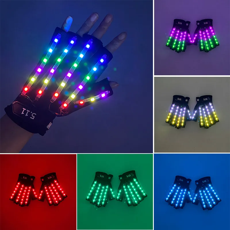 LED Light Sticks Rave Party Dancing Handschoenen Decor Gloeiend Kleurrijk Veranderlijk Met Neon Knipperend 230728