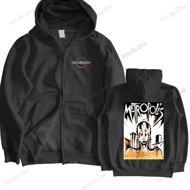 Erkek Hoodies Sıcak Erkekler Sıradan Pamuk Sweatshirt Metropolis Klasik Sci-Fi Film Poster Serin Vintage Retro Moda Markası Hoody Zipper