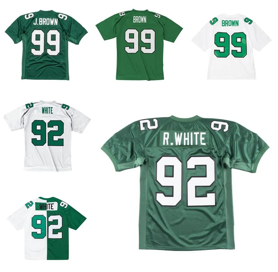 Genähtes Fußballtrikot 92 Reggie White 12 Randall Cunningham 99 Jerome Brown 1990 Mesh-Retro-Rugby-Trikots für Männer, Frauen und Jugendliche S-6XL