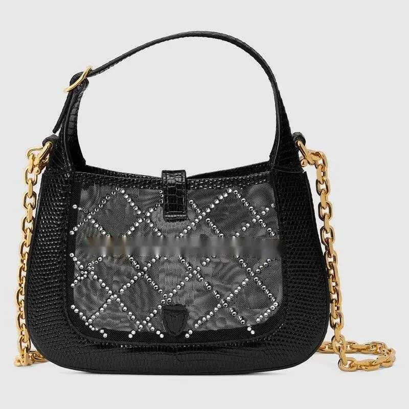 Black Crystal Hobo Crossbody Bag for Women Mini Size 2024 Genuine Leather Shoulder Bag Fashion Vintage Satchel