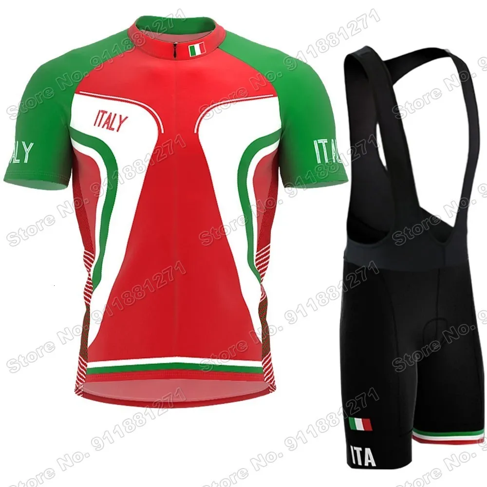 Maglia da ciclismo Completi tuta ITALIA Squadra nazionale Set Uomo Abbigliamento Estate Bici da strada Camicie Pantaloncini con bretelle MTB Ropa