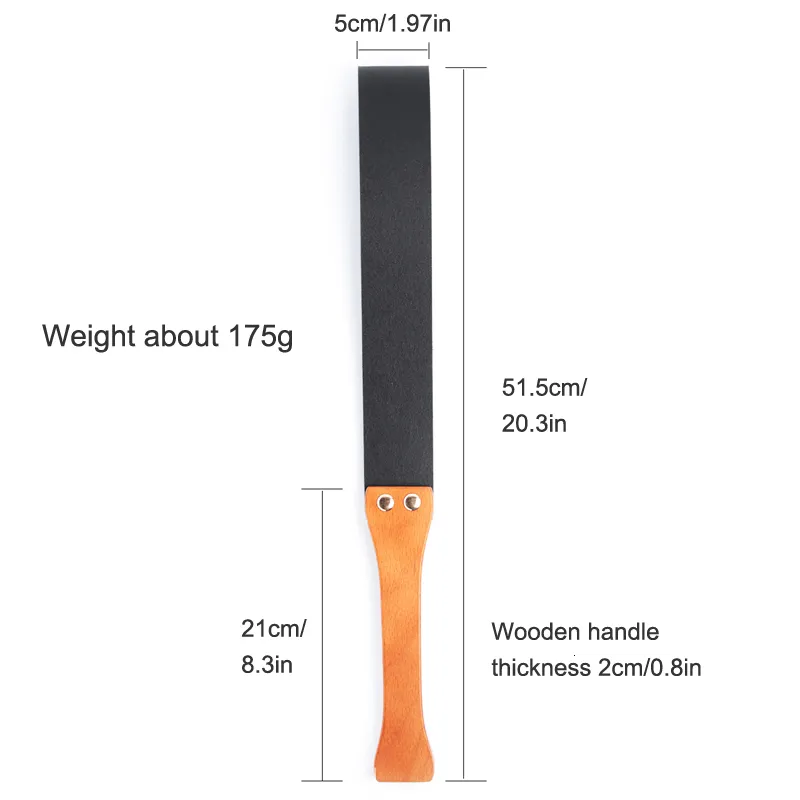 Fouet BDSM en cuir noir avec manche en bois pour fessée, pagaie pour esclave, jouets sexuels pour adultes, pour femme, bondage_voghion.com