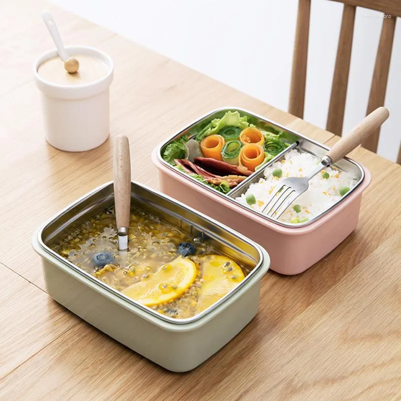 Geschirr-Sets MeyJig Edelstahl Lunchbox Wassereinspritzung Isolierung Tragbarer Behälter für Kinder Picknick Schule Büroangestellte