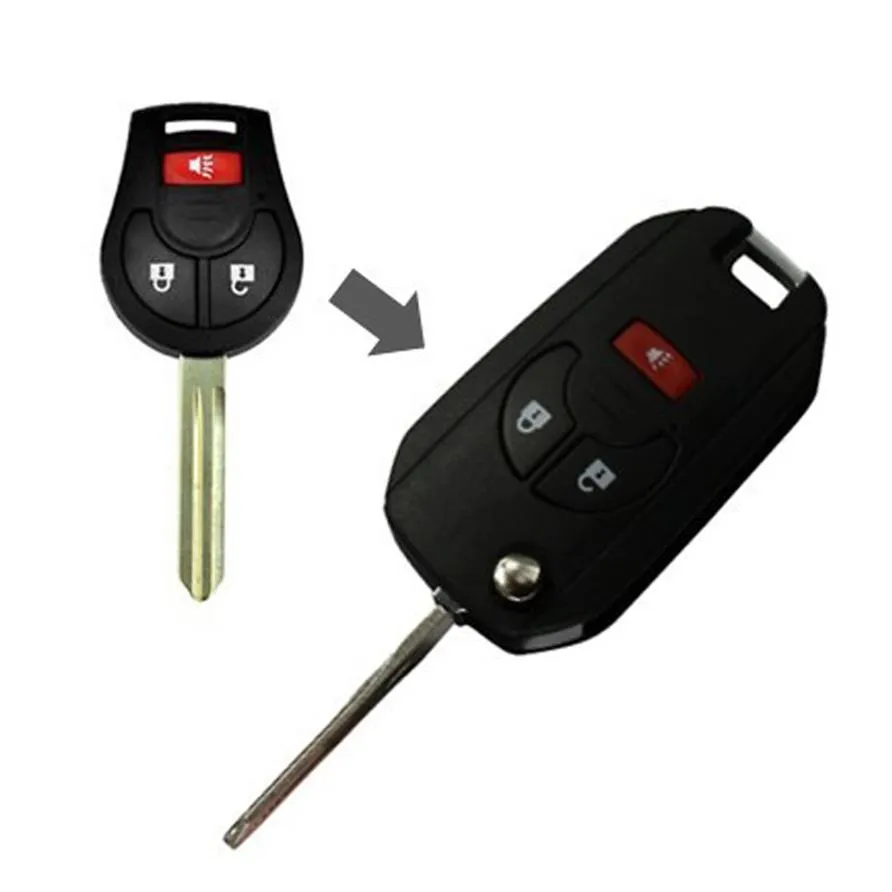 Nouveau Flip Pliant Keyless Entry Remote 3 Boutons Car Key Shell Case pour Nissan Juke Cube Rogue Remplacement Key Case Fob242e