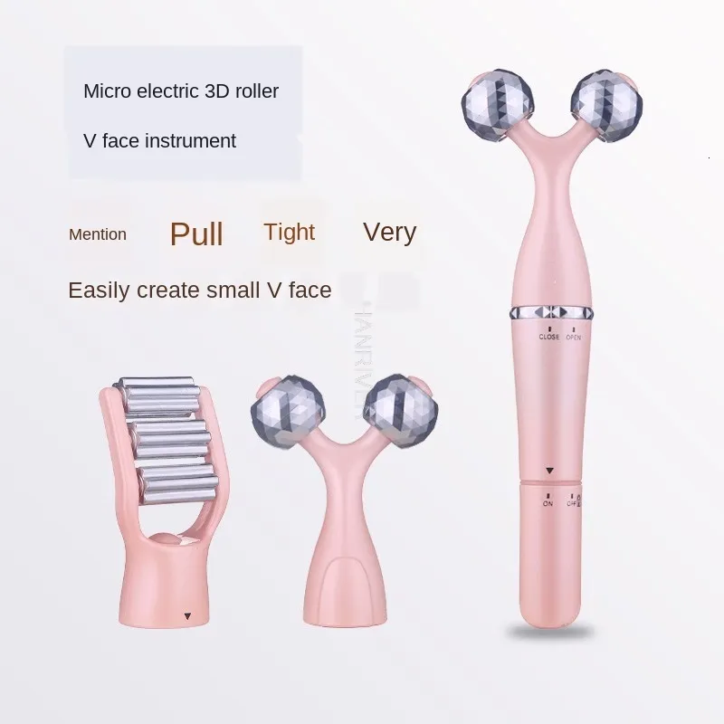 Massageadores de pernas 3D Face Lifting Instrumento elétrico Artifact Roller V Face Massager Lifting Firming Pink Beauty Bar 230728