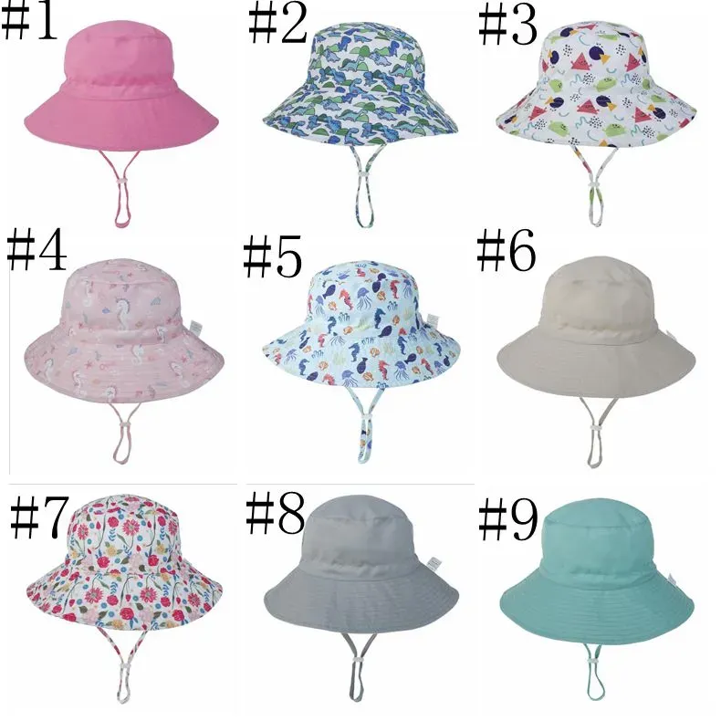 Baby Bucket Cap Kids Sun Fisher Hats Round Top Wide Brim Fisherman Hat Boys Girls Summer Beach Caps Casual Children Gift Fashion Accessories LSK208