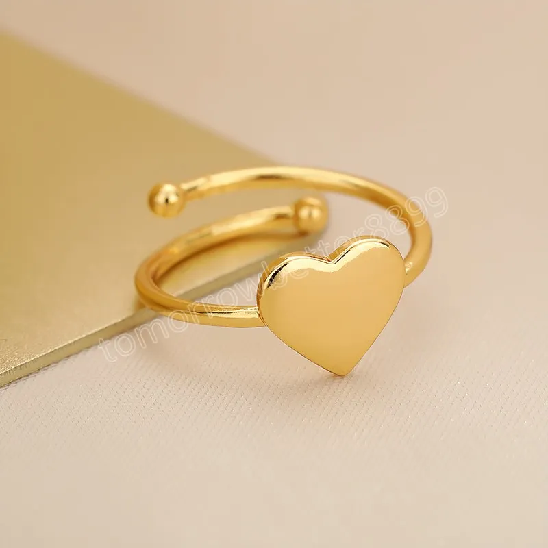 Anel de tendência de abertura ajustável em forma de coração casamento feminino anel de dedo de amor joias para presente de noivado