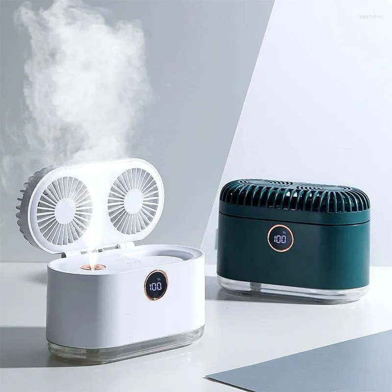 Humidificateur d'air sans fil rechargeable In1 avec ventilateur de conditionnement lumière LED brumisateur frais ultrasonique diffuseur d'arôme USB