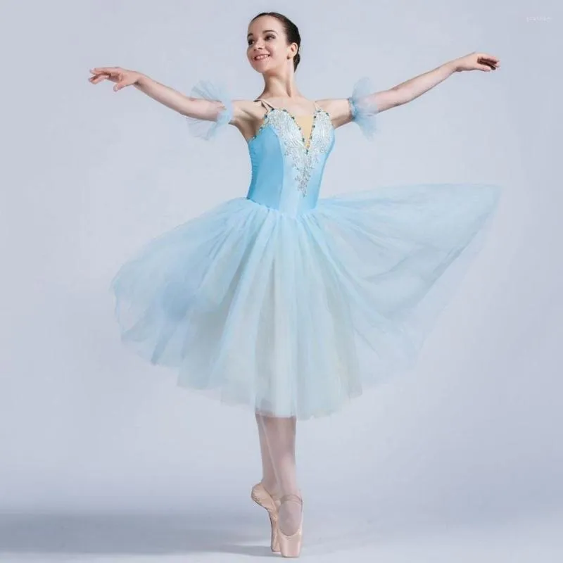 Vêtements de scène Giselle Ballet danse Tutu ballerine robe pour filles femmes Performance Costume fête romantique fée longue