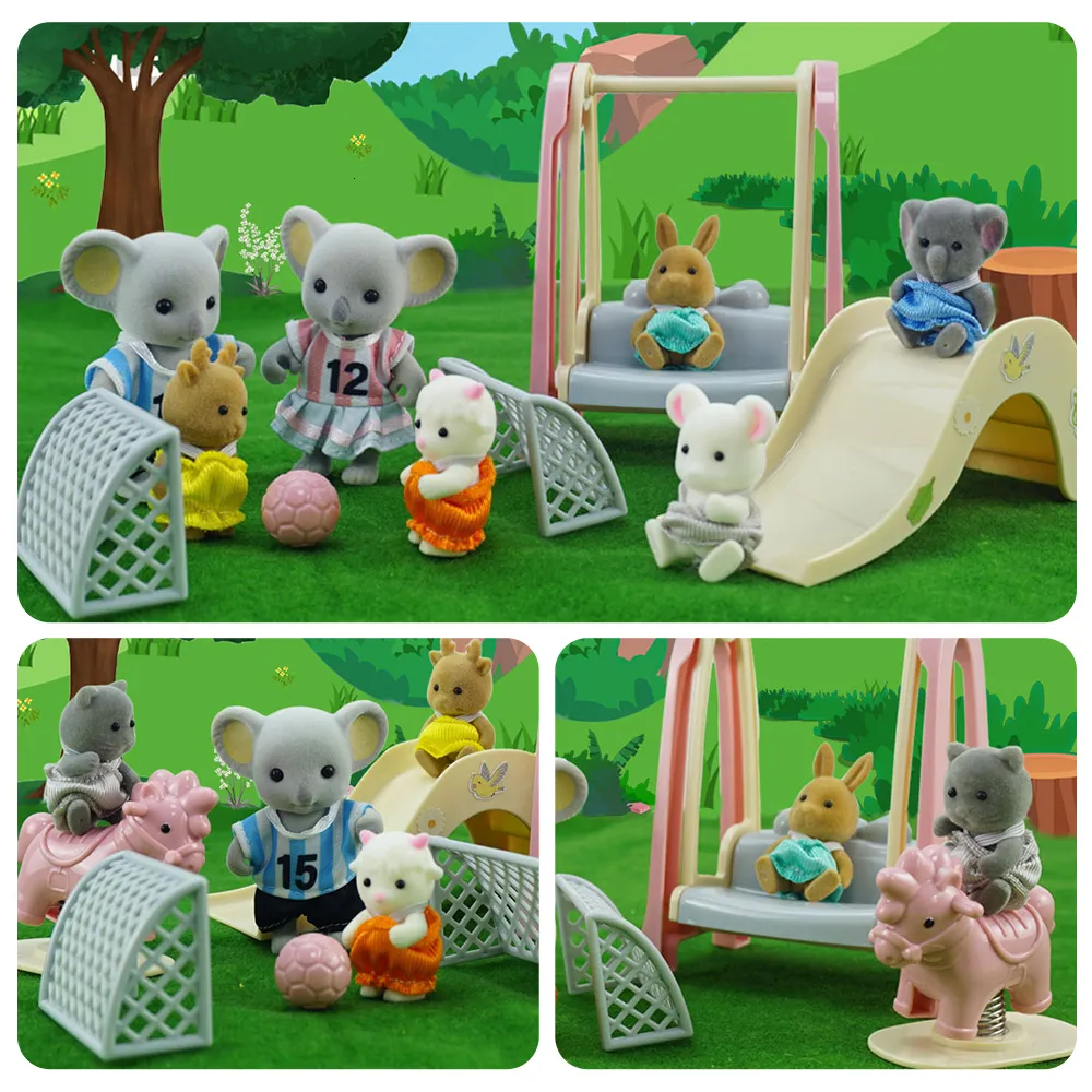 Tools Workshop Forest Animal Family Amusement Park Koala 1 12 Simulering Fotboll Basket Set Micro Dollhouse Kids Christmas Gift 230729