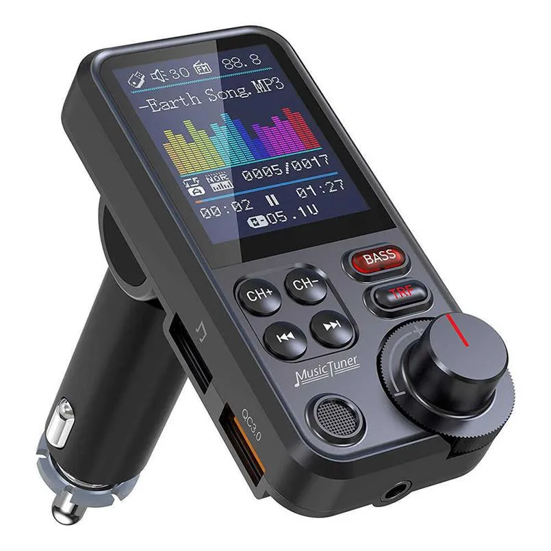 1 8 Kit Bluetooth sans fil pour voiture Transmetteur FM Aux Prend en charge QC3 0 Charge Treble And Bass Sound Lecteur de musique Chargeur de voiture Quic2058