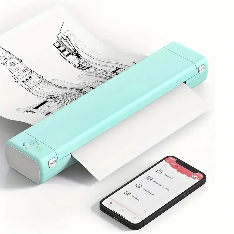 Phomemo M08F Portable Printer Wireless for Travel -Tattoo Stencil Printer Support 8.27 "x 11.69" A4サイズ、No -inkコンパクトプリンター、Androidと互換性