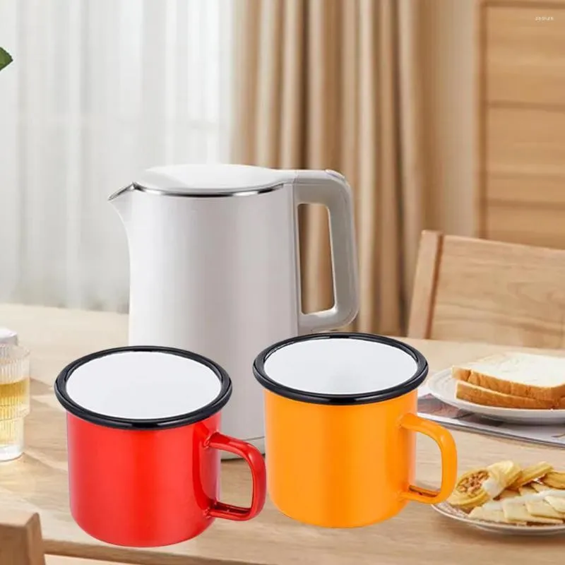 Muggar 350 ml retro emalj kopp vatten mugg stil metall universal runda kant tumbler kaffe öl dricka för hem