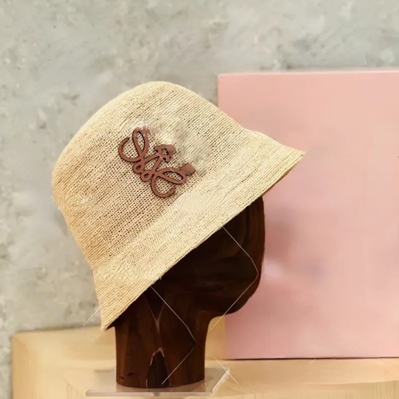 Trendy Straw Bucket Hats Hand Hook Raffi Geometric Pattern Straw