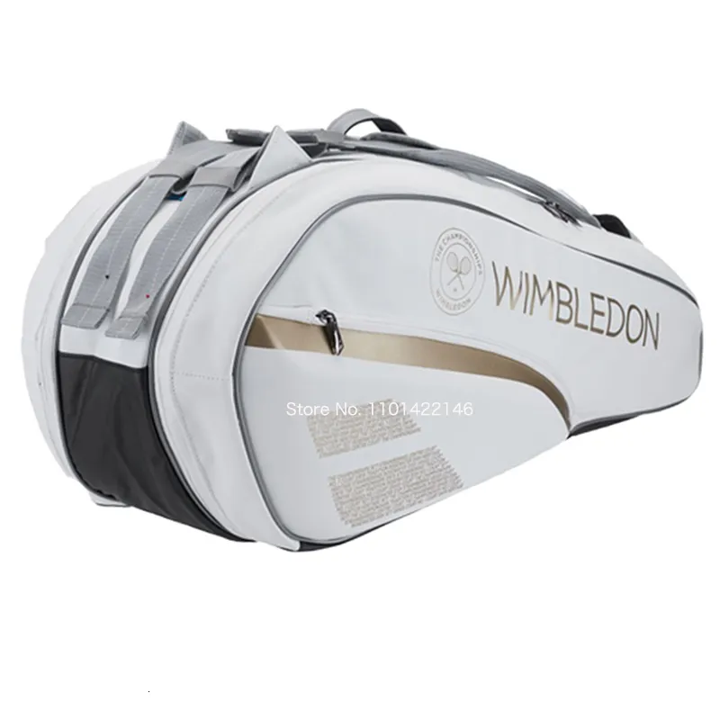 Tennistassen Originele Wimbledon Tas Kan Maximaal 6 Rackets Voor Dames Heren Met Onafhankelijk Schoenencompartiment Sportrugzak 230808