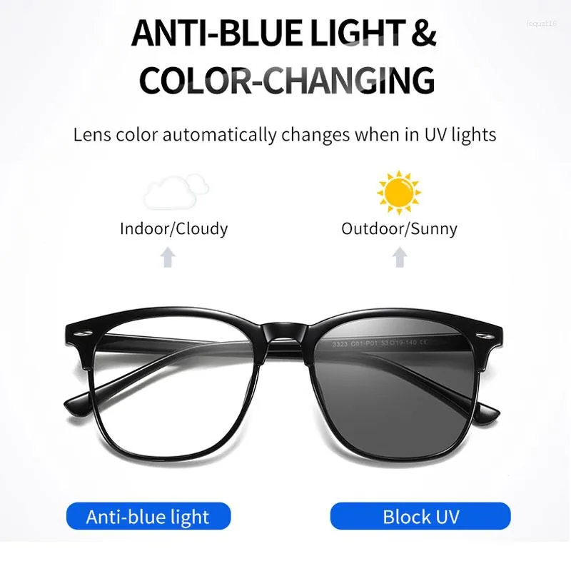 Sonnenbrille Frauen Anti Blaues Licht Gläser Pochrome Männer TR90 Platz Benutzerdefinierte Optik Myopie Hyperopic Lesen