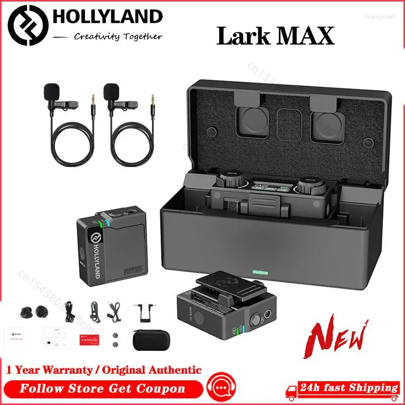 Microphones Hollyland Lark MAX Wireless Lapel Microphone System With Charging Case For Interview Vloging Live Streaming Lavalier Mic