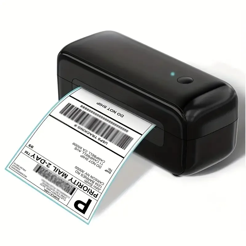 Imprimante d'étiquettes d'expédition, imprimante d'étiquettes thermiques noires 4x6", imprimante d'étiquettes de code-barres d'adresse de bureau directe commerciale, étiqueteuse sans encre