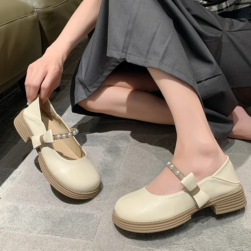 حذاء اللباس Womens Derby Shoes Modis Tennis Female Platform Bow-knot slip-on Round route toe laffors with fur casual sheleer su 230729