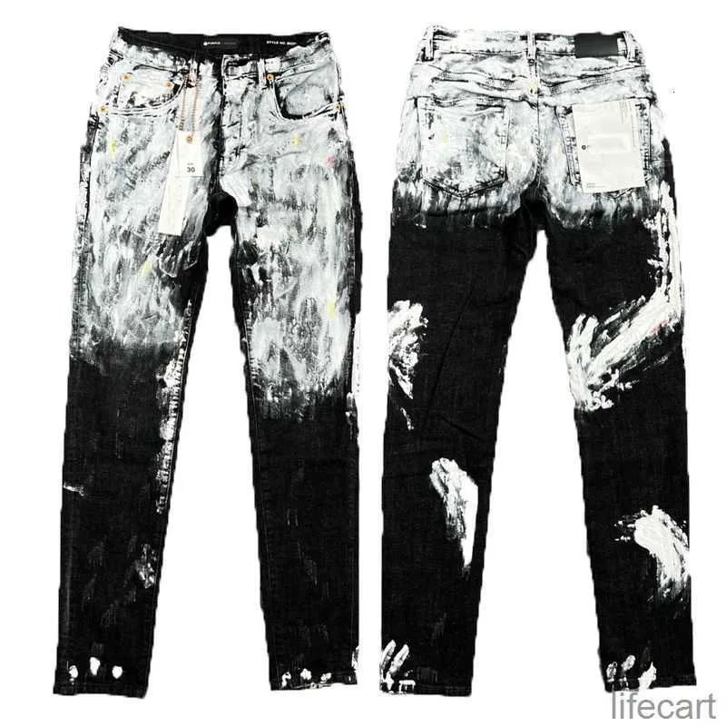 Designer Uomo Jeans Viola Hip-Hop Moda Cerniera Foro Lavaggio Jean Pantaloni Retro Cuciture Pieghe Strappate Motocicletta Uomo Cool Slim Pant Sky Blue per Donna 7aw6