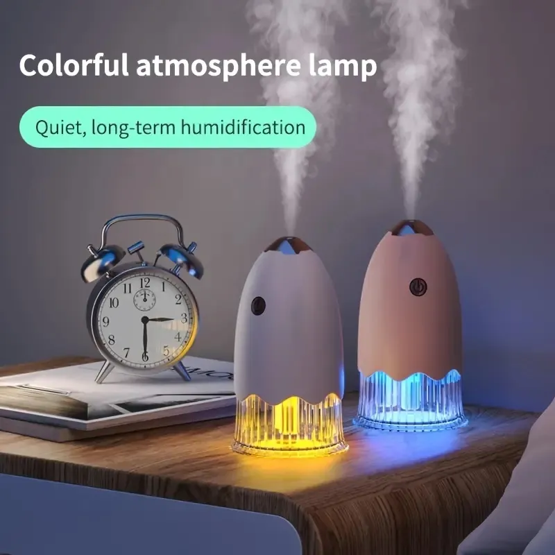 1pc humidificateur de stérilisation à oxygène actif, fabricant de brume fraîche, humidificateur portatif d'hydratation d'atomisation rechargeable de lumière d'atmosphère colorée