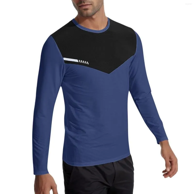 Męskie koszulki Mężczyzny T-shirty dopasowująca kolor nadruk koszulka o szyku szczupła koszulka z długimi rękawem jesienna wiosenna wiosenna odzież sportowa odzież męska