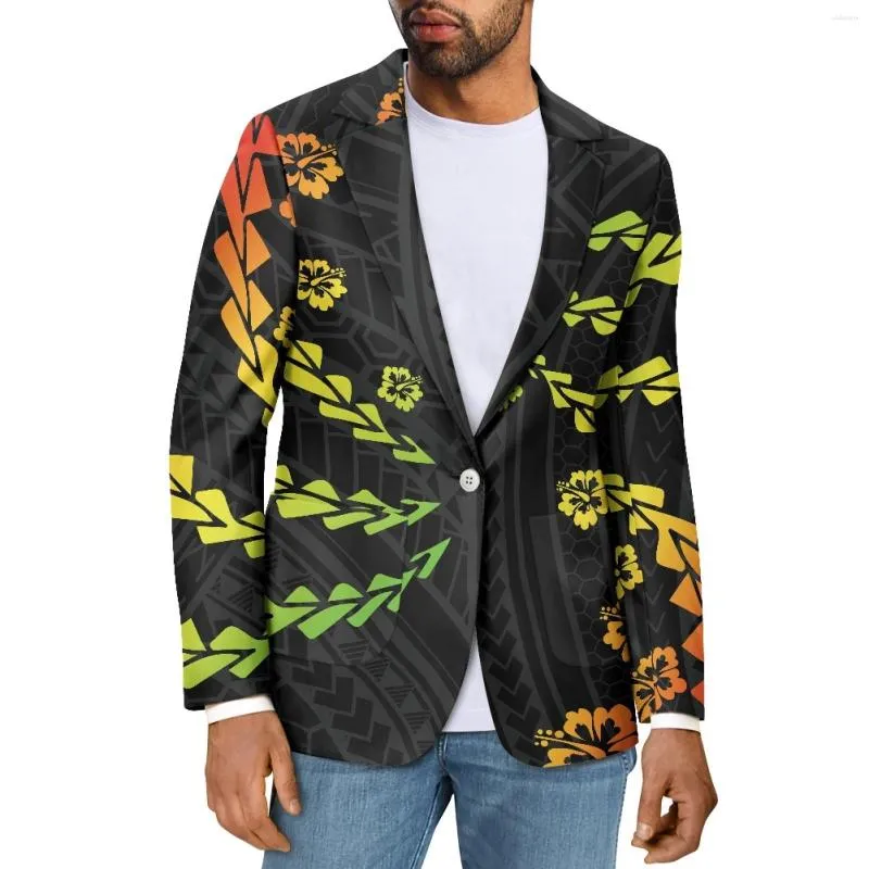 Men's Suits Polynesian Tribal Hawaiian Totem Tattoo Hawaii Prints High Quality Fashion Elegant Suit Jacket Casual Slim Fit Officewear