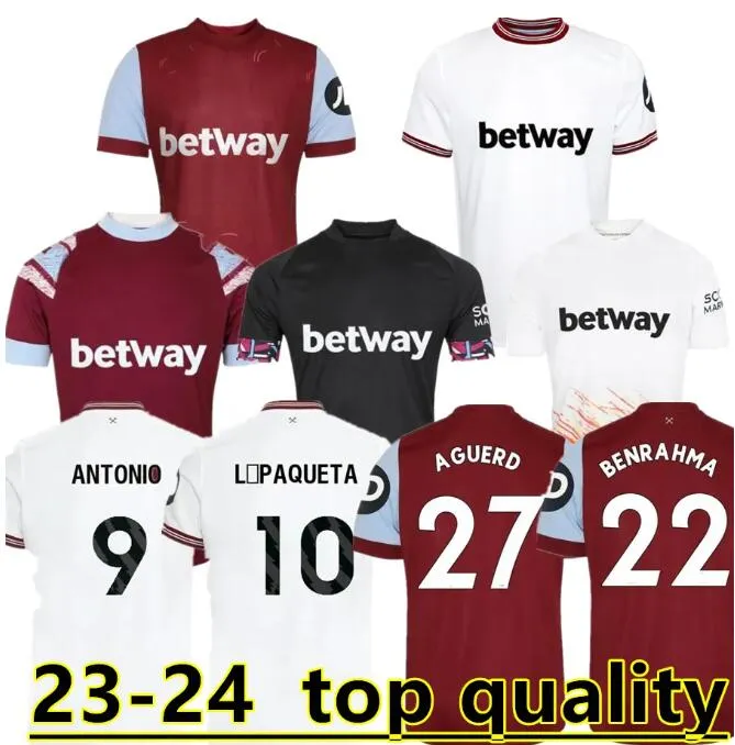 2023 2024 West Hams Futbol Forması Final Prag Bowen Pirinç Scamacca Futbol Gömlek Erkekler Benrahma Antonio Fornals Lanzini Paqueta Beyaz Üçüncü 3. Lanzini