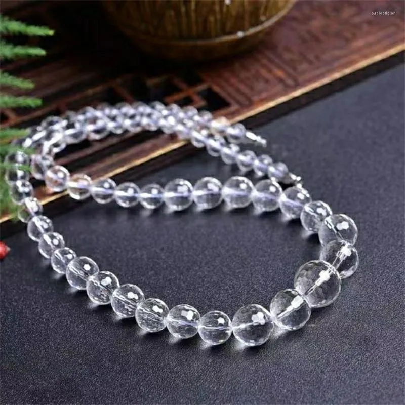 Chains Natural White Rock Crystal Necklace For Women Lady Men Healing Luck Gift Stone Clear Round Beads Long 6-12mm