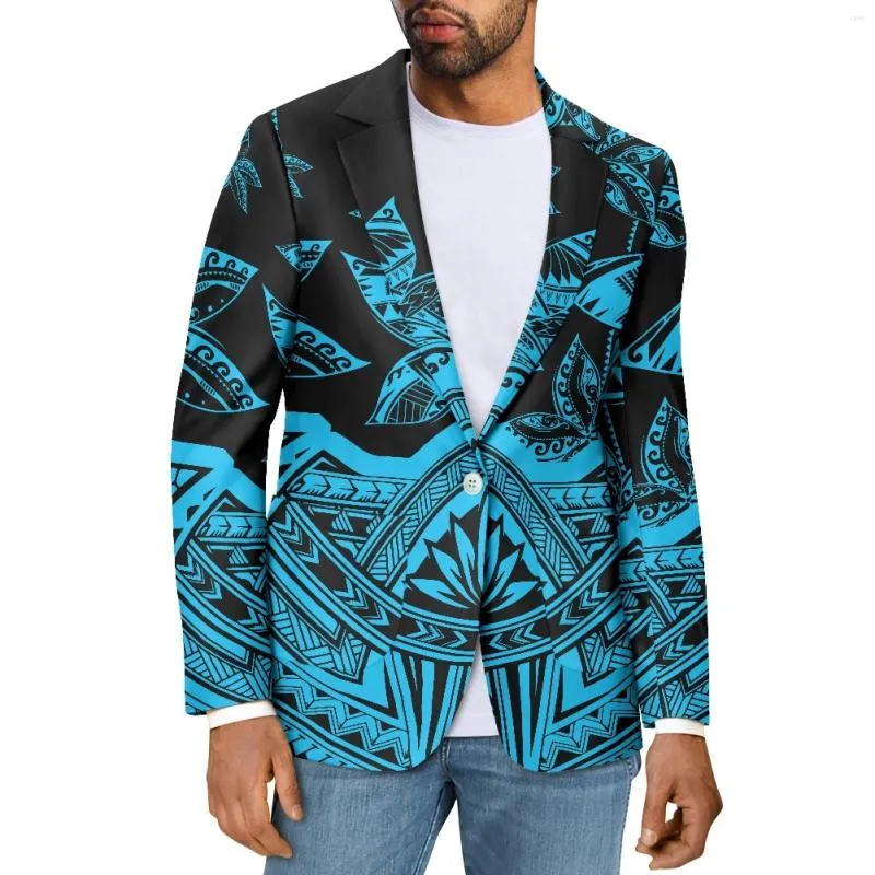 Men's Suits Polynesian Tribal Hawaiian Totem Tattoo Hawaii Prints Style Men Jacket Slim Casual Business Clothing High Quality Suit Coat