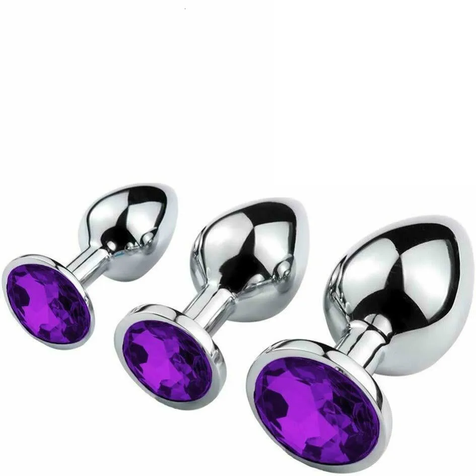 Juguetes anales Diseño de joyería de lujo Fetiche Acero inoxidable Anal Butt Plug Fantasía Restricciones sexuales SM Estimulación Juguetes para adultos para unisex 3 piezas 230728