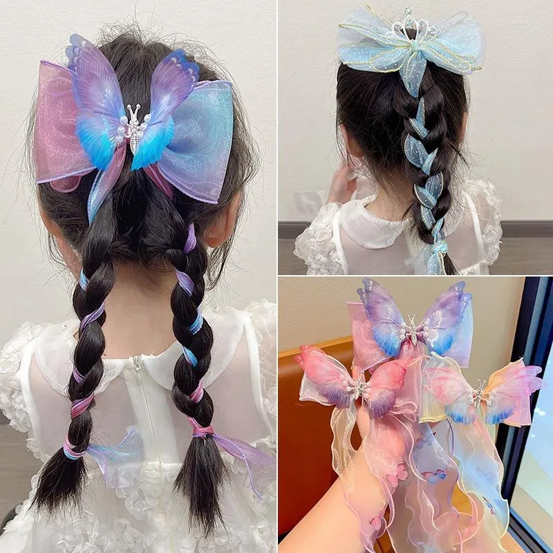 Accessori per capelli Nappe di perle per bambini Fiocchi Nastri Forcine intrecciate Copricapi Estate Ragazze Principessa